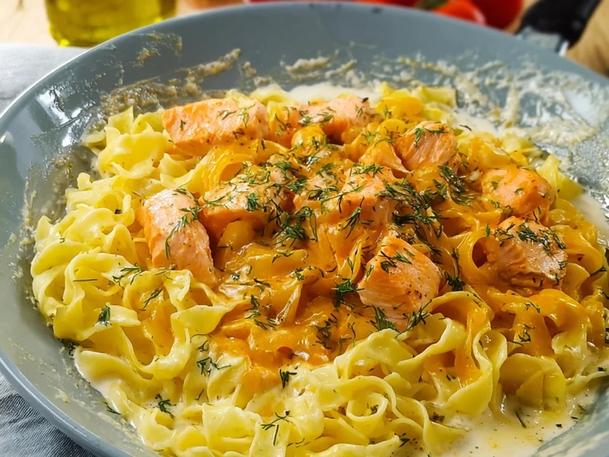 Bandnudeln mit Lachs-Sahnesoße: Schnell & Lecker Rezept - Bild 1