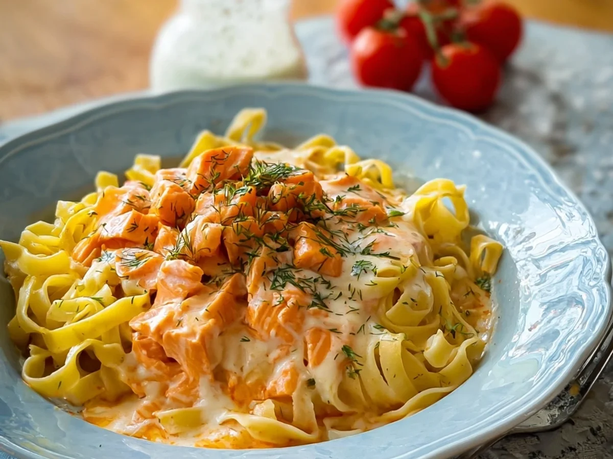 Bandnudeln mit Lachs-Sahnesoße: Schnell & Lecker Rezept - Bild 2