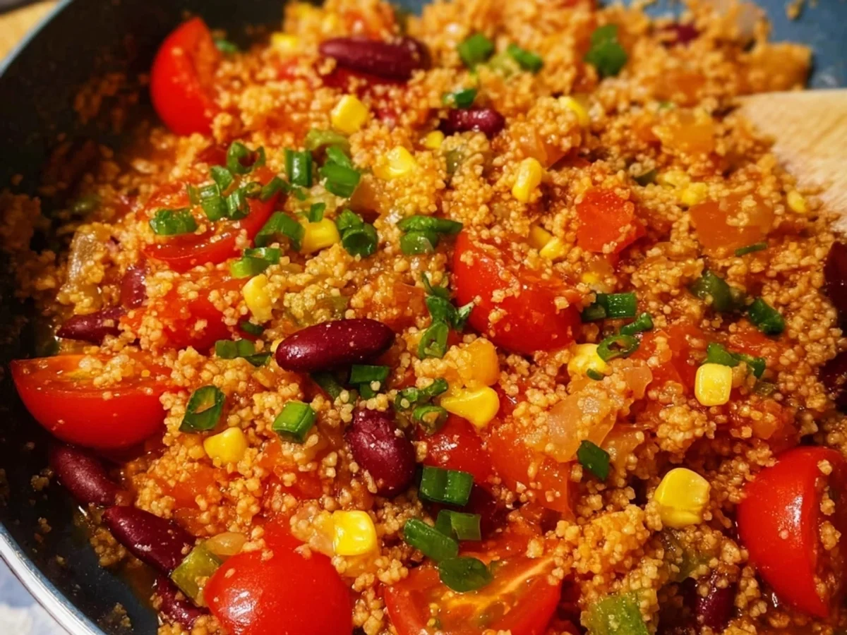 Couscous-Pfanne: Fitnessrezept mit Tomaten & Kidneybohnen - Bild 1