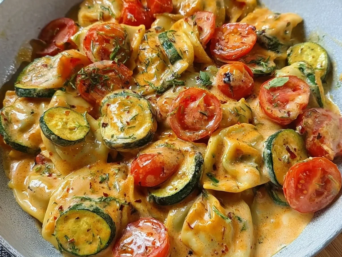 Cremige Maultaschenpfanne mit Zucchini & Tomaten - Bild 2