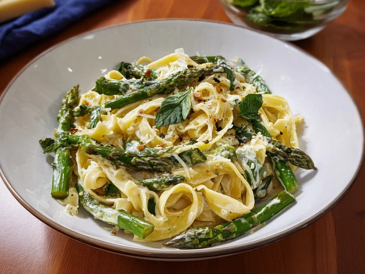 Cremige Tagliatelle mit Grünem Spargel - Bild 1