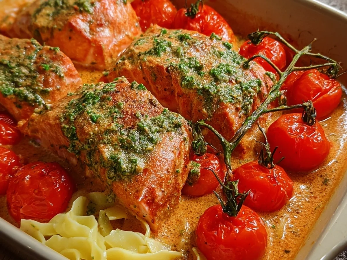 Cremiger Ofenlachs in Tomaten-Sahnesoße in 25 Min. - Bild 1