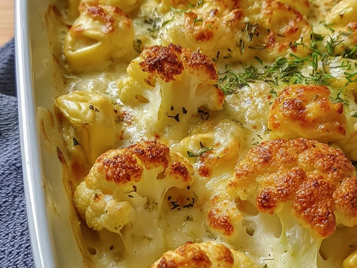 Cremiger Tortellini-Blumenkohl Auflauf mit Käsesoße - Bild 1