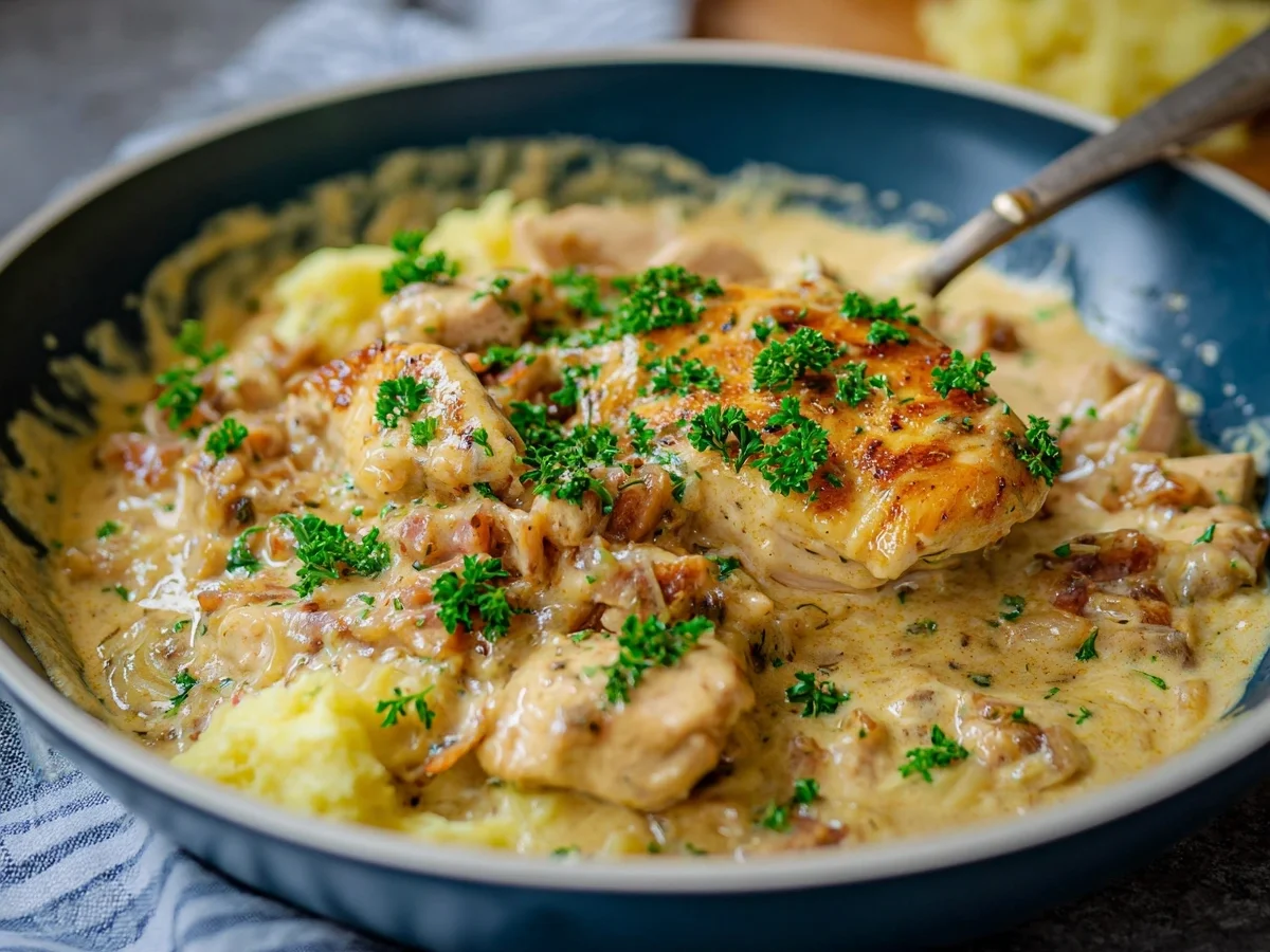 Cremiges Hähnchengeschnetzeltes mit Frischkäsesauce - Bild 1