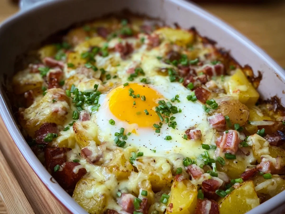 Deftiger Leberkäse-Kartoffelauflauf mit Spiegelei Rezept - Bild 2