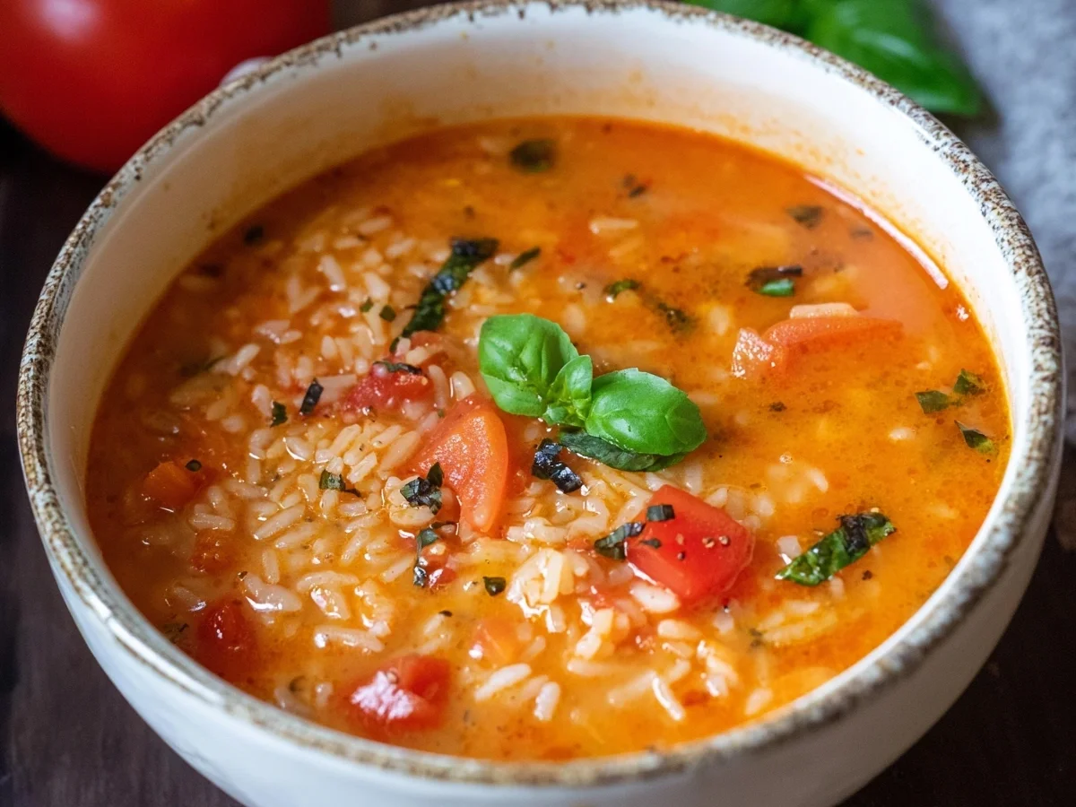 Einfache Tomatensuppe mit Reis: Familienrezept - Bild 1