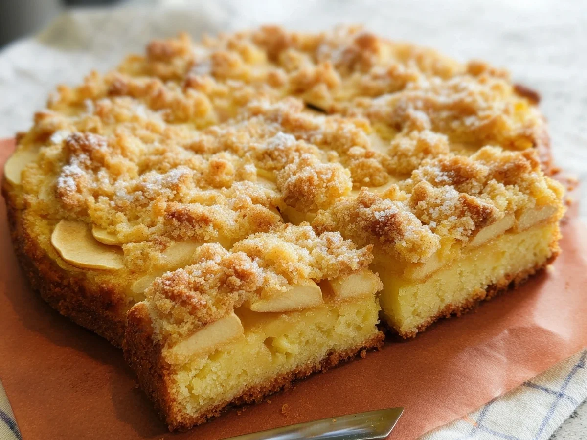 Einfacher Apfelkuchen vom Blech mit knusprigen Streuseln - Bild 1
