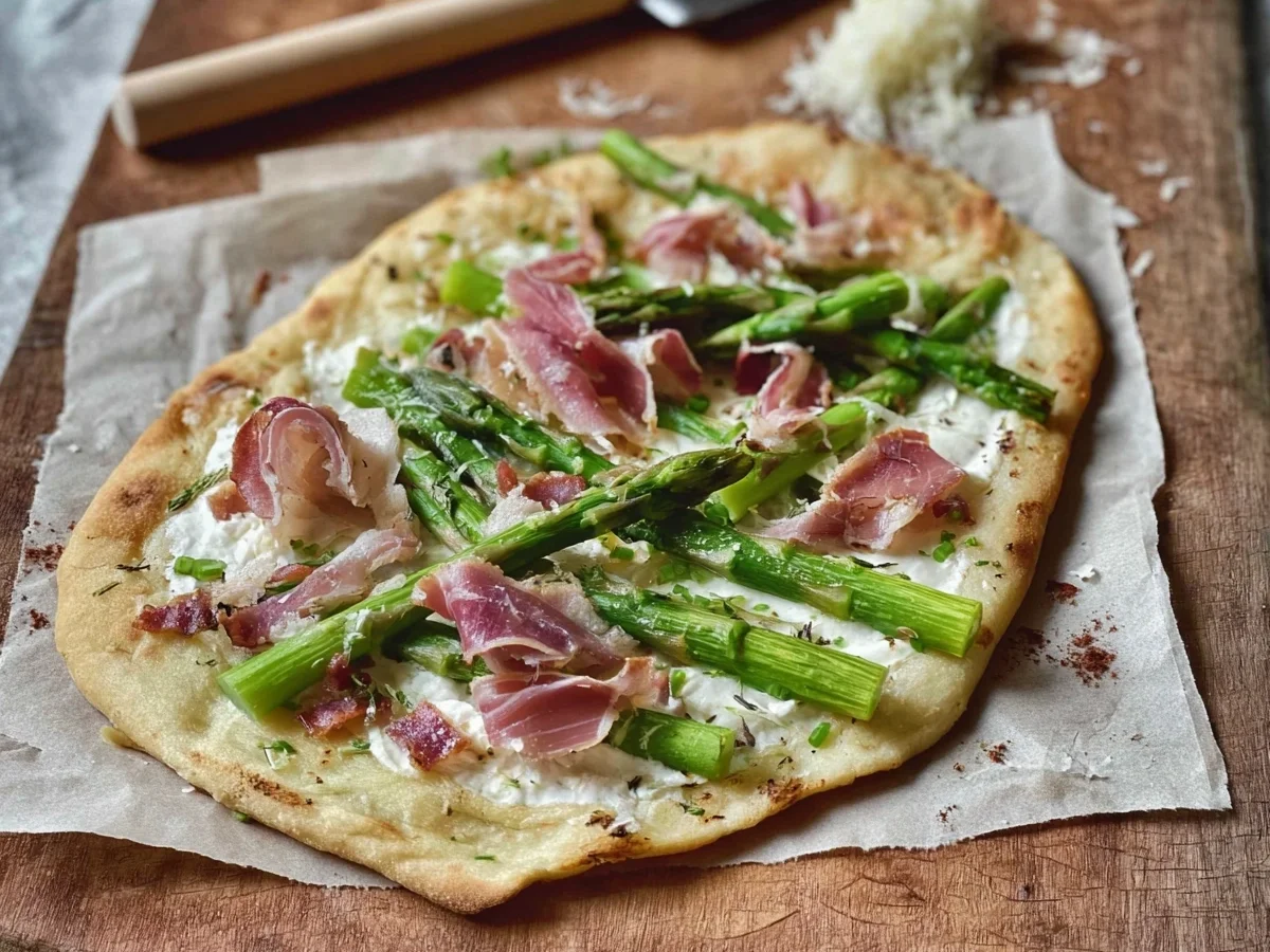 Flammkuchen mit grünem Spargel: Schnell & knusprig - Bild 1