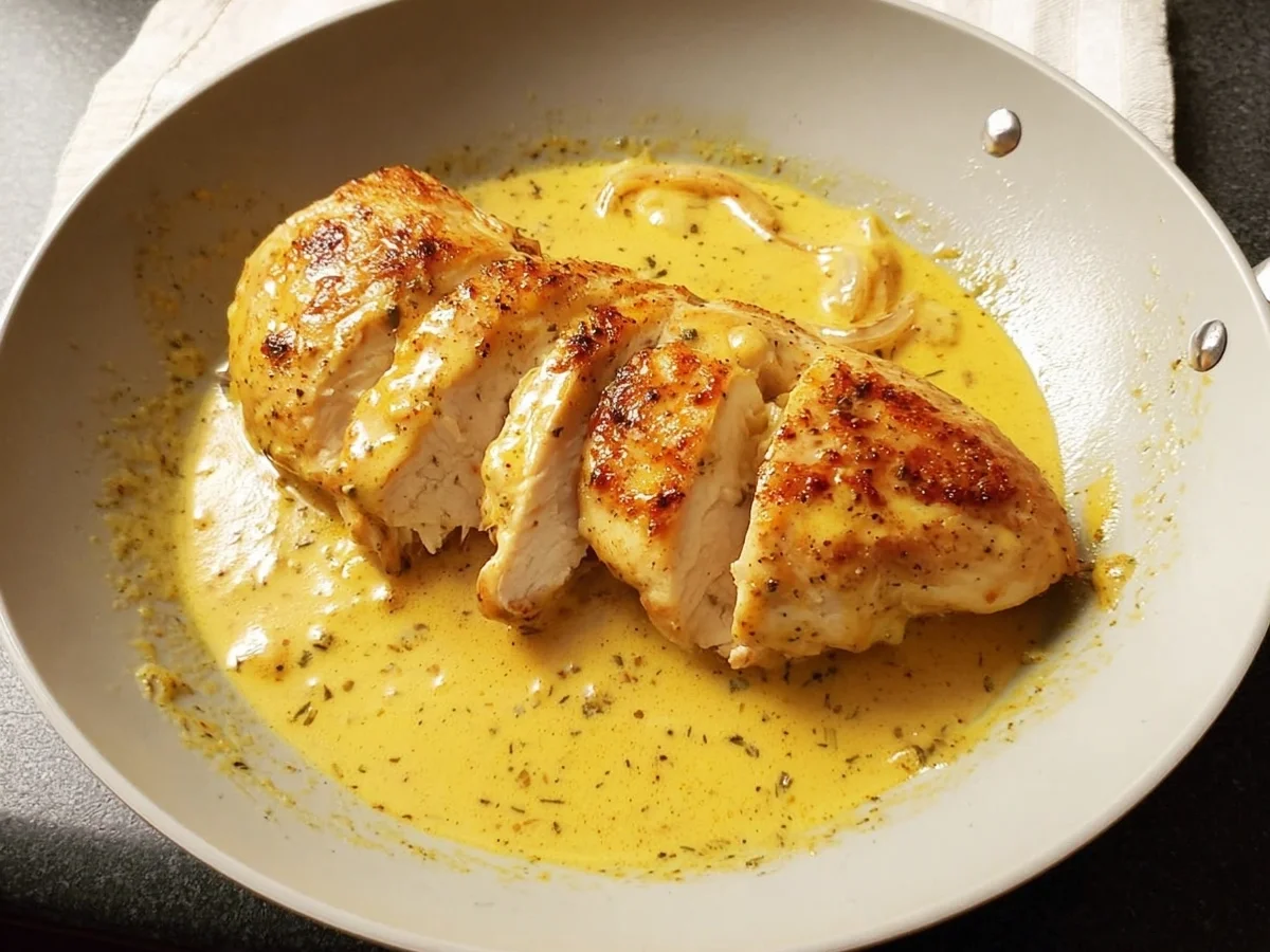 Gebratene Hähnchenbrust mit cremiger Senfsauce - Bild 2