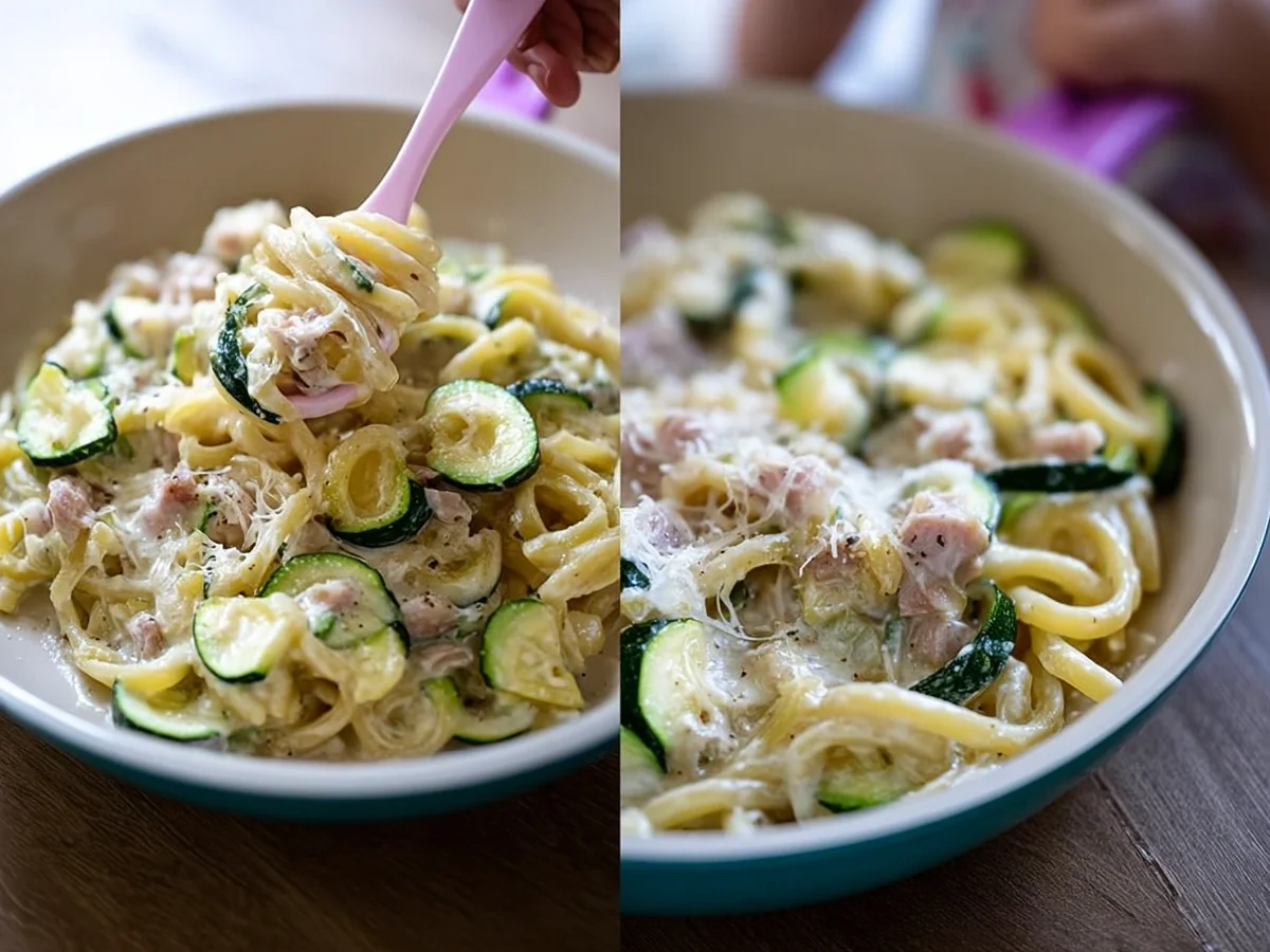 Gesunde Baby Carbonara: Zucchini & Putenschinken - Bild 1