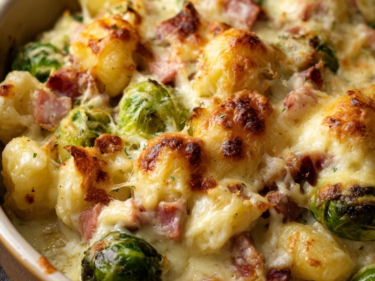 Gnocchi Auflauf mit Rosenkohl & Putenschinken - Bild 2