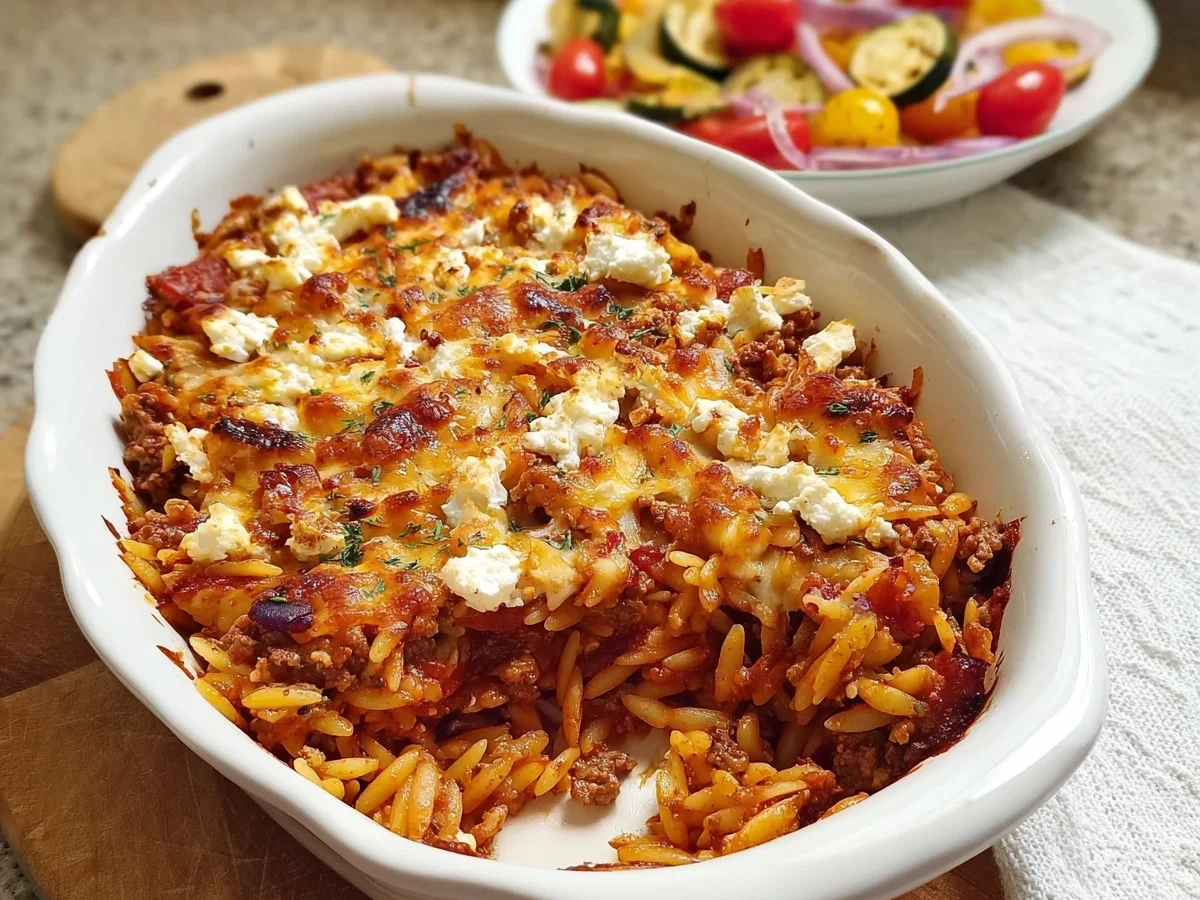 Herzhafter Kritharaki Auflauf mit Hackfleisch und Feta - Bild 2