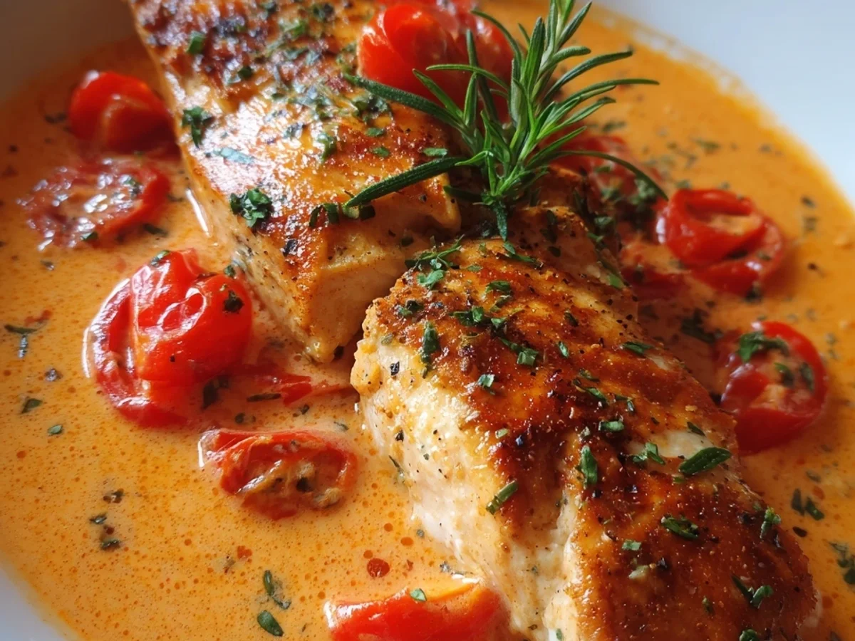 Hähnchenfilets in cremiger Tomaten-Frischkäse-Soße - Bild 1