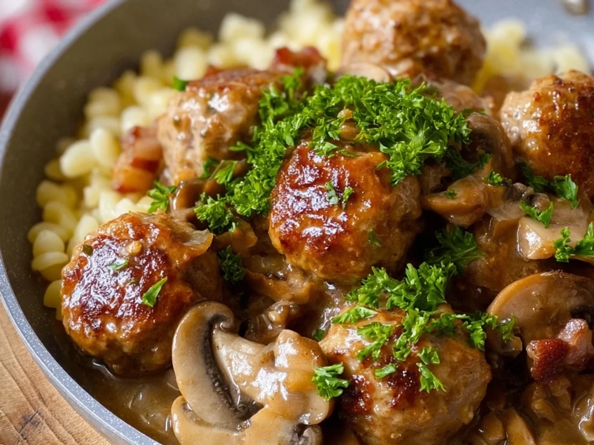 Jägerklösschen mit Champignons: Einfaches Hackbällchen Rezept - Bild 2