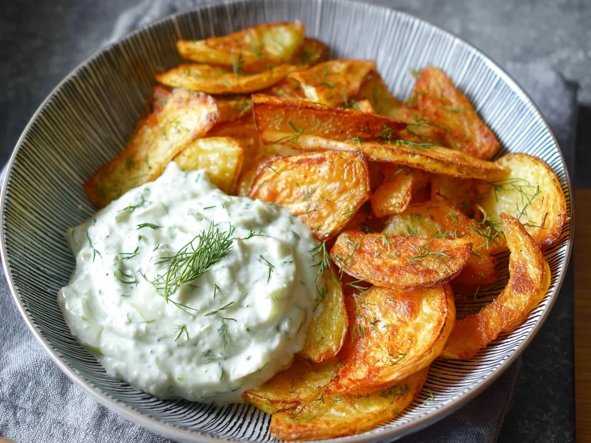 Knusprige Kartoffelspalten mit frischem Gurkendip - Bild 1