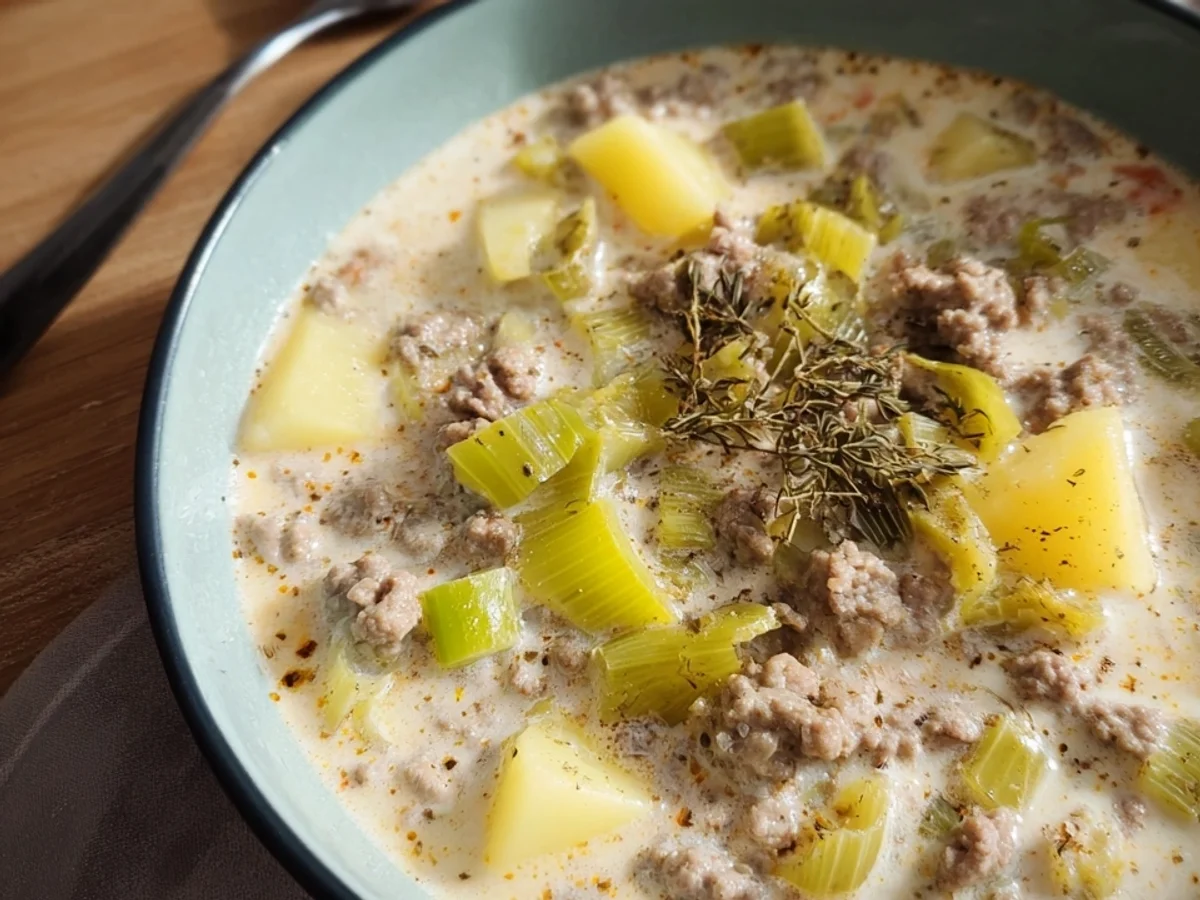 Käse-Lauch-Suppe mit Hackfleisch: Cremig & herzhaft - Bild 2