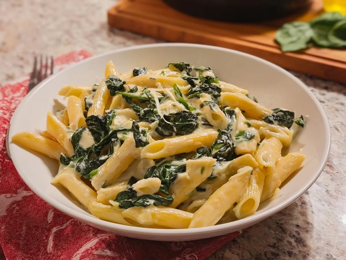 Penne mit Spinat-Gorgonzola-Sauce: Cremig & schnell - Bild 1