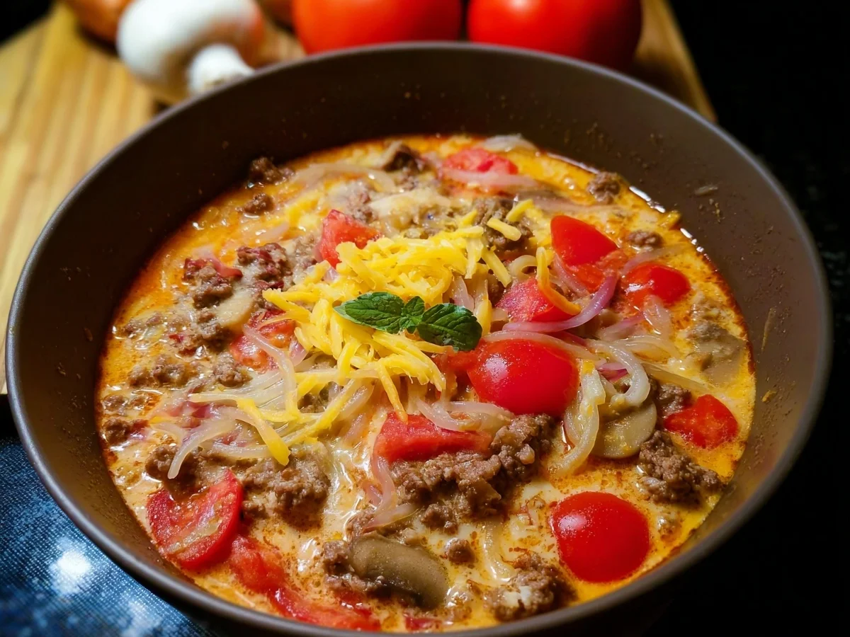 Pizzasuppe mit Hackfleisch: Schnell & einfach in 30 Min. - Bild 1