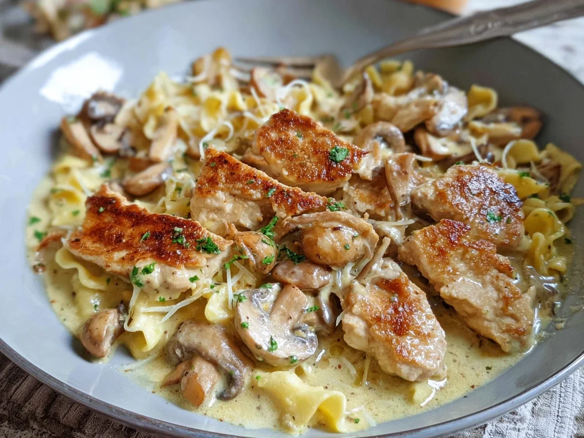 Putengeschnetzeltes mit Pilzen in cremiger Parmesan-Sahnesoße - Bild 2