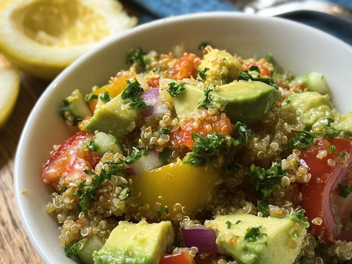 Quinoa Avocado Salat mit Tomaten & frischem Zitronendressing - Bild 1