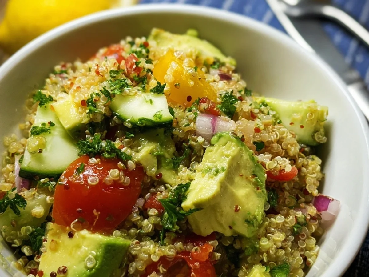 Quinoa Avocado Salat mit Tomaten & frischem Zitronendressing - Bild 2