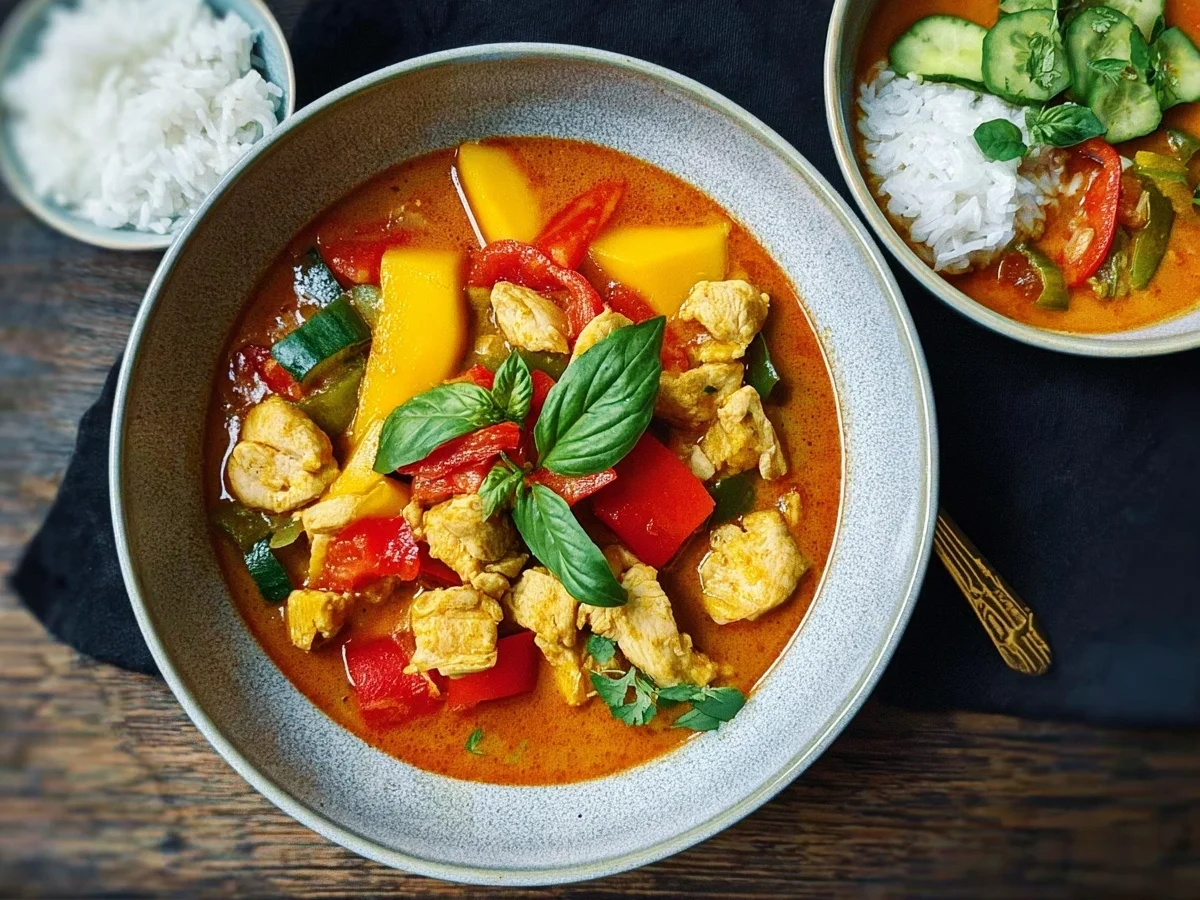 Rotes Thai-Hühnchen-Curry mit Mango - Bild 1