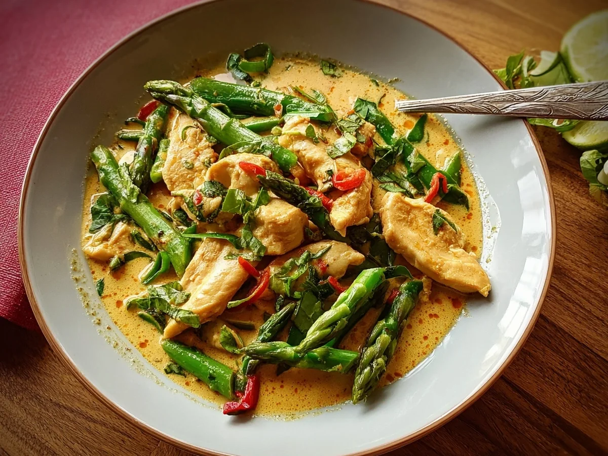 Scharfes Thai Curry-Huhn mit grünem Spargel - Bild 1