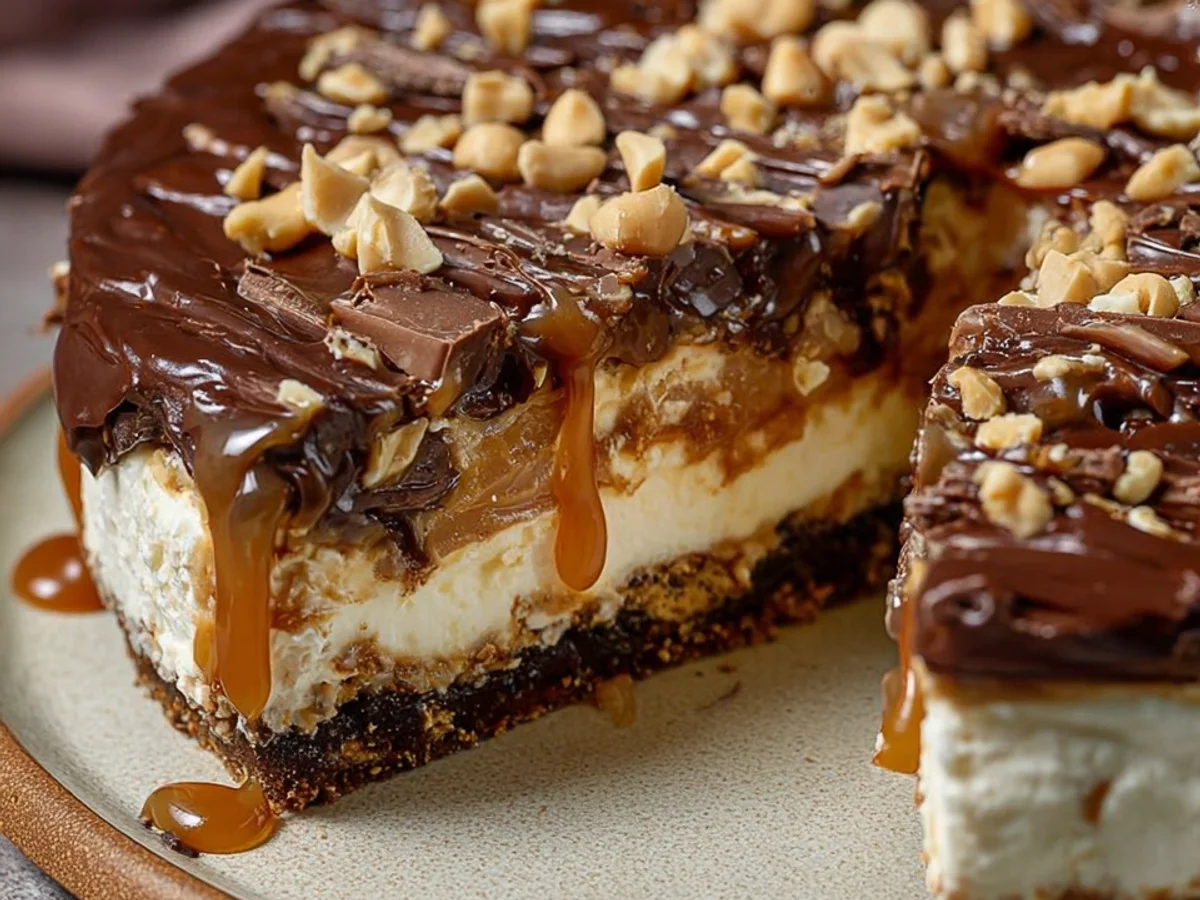 Snickers Cheesecake: Cremiger No-Bake-Kuchen ohne Backen - Bild 1