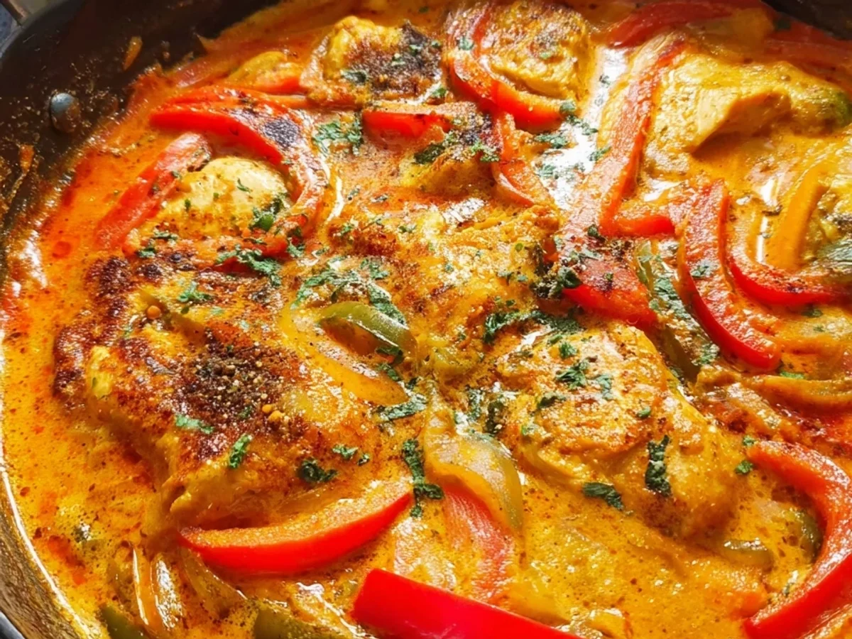 Zartes Paprika Sahne Hähnchen aus dem Ofen - Bild 1