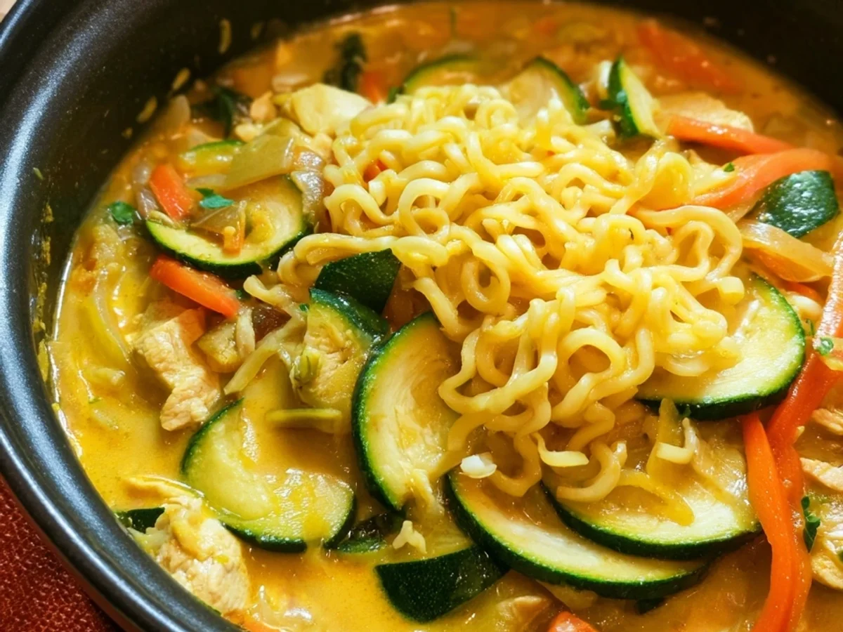 Zucchini Curry Eintopf Laksa Art mit Mie-Nudeln - Bild 2