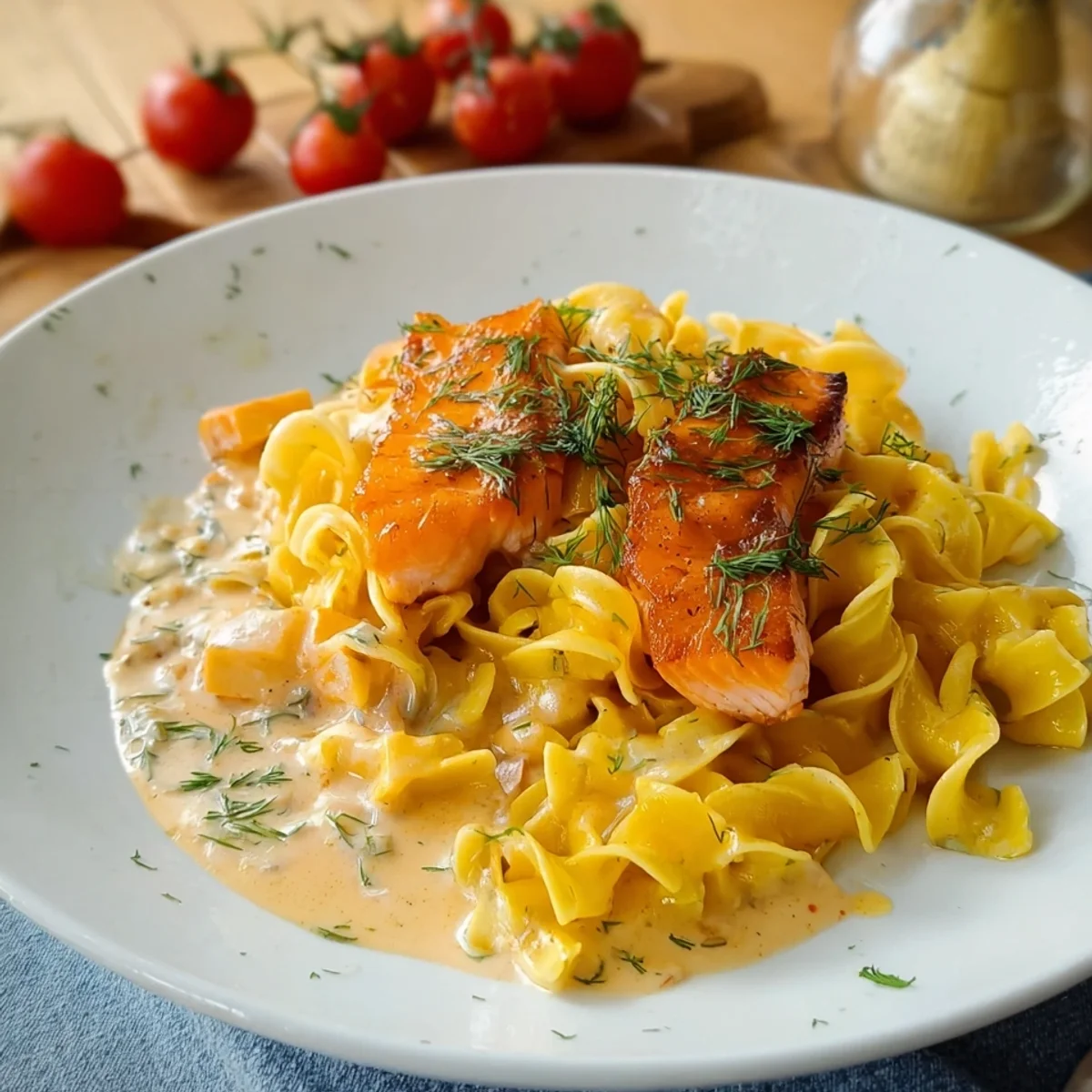 Bandnudeln mit Lachs-Sahnesoße: Schnell & Lecker Rezept