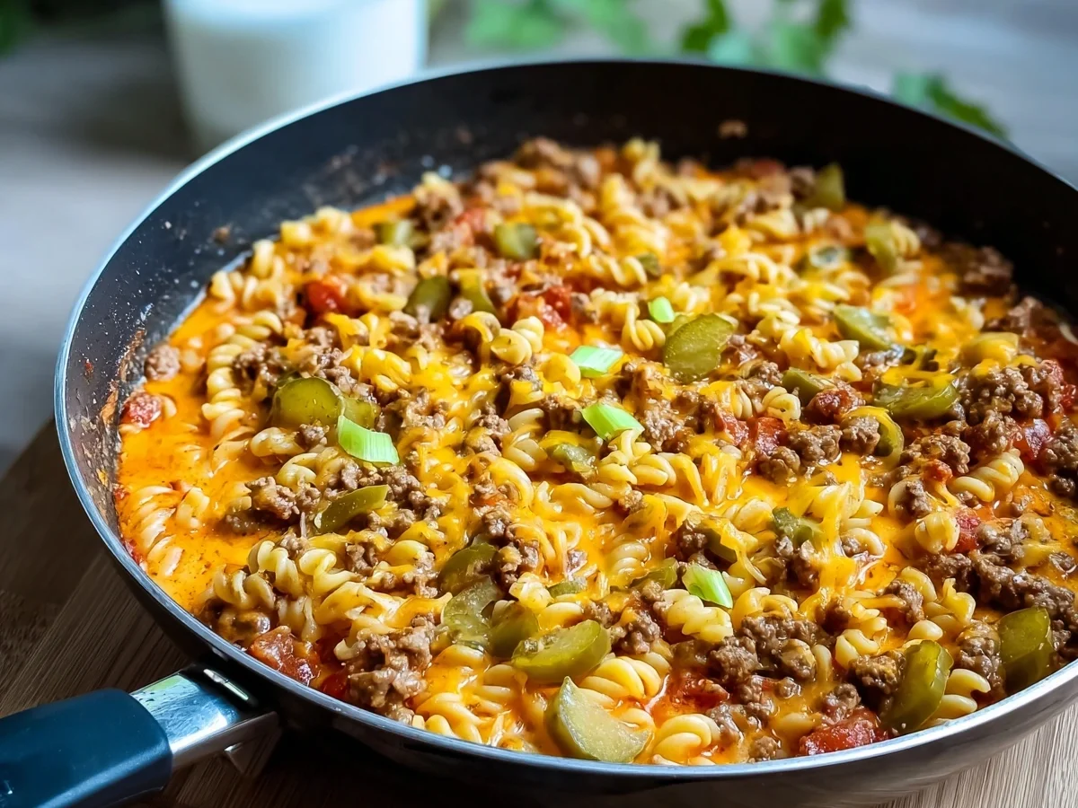 Cheeseburger-Pfanne: Schnell, cremig & familienfreundlich - Beitragsbild
