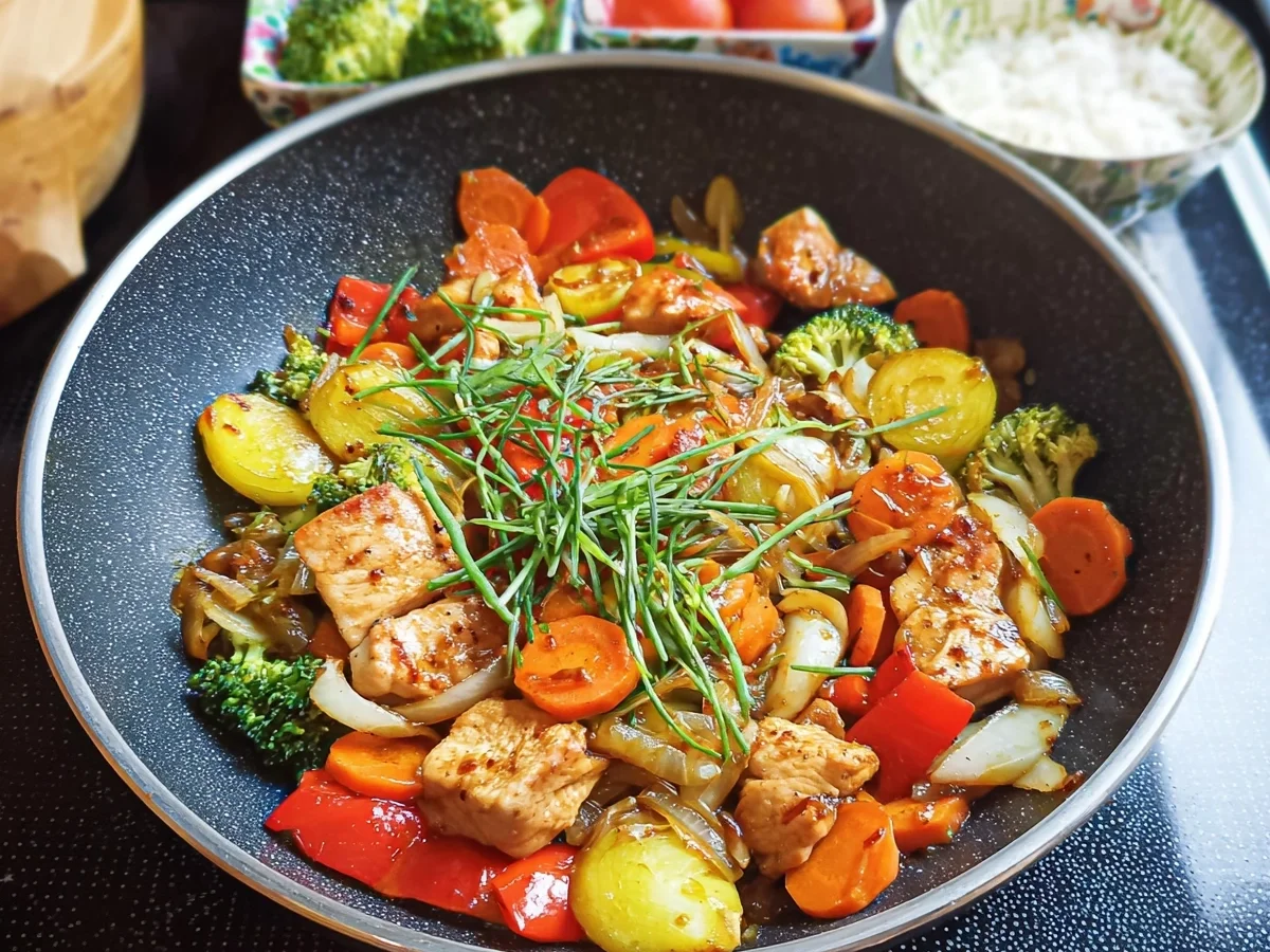Chop Suey mit Hähnchen: Schnelle Gemüsepfanne - Beitragsbild