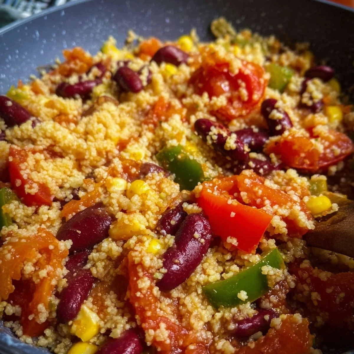 Couscous-Pfanne: Fitnessrezept mit Tomaten & Kidneybohnen