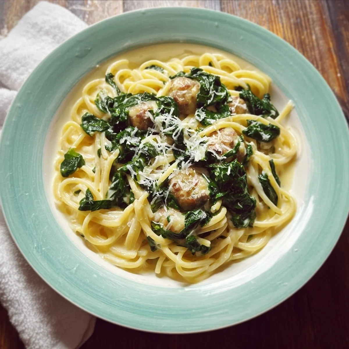 Cremige Pasta mit Sahne-Spinat-Soße schnell & lecker