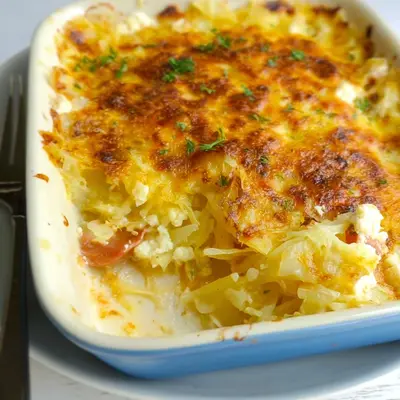Cremiger Vegetarischer Weißkohlauflauf mit Schafskäse
