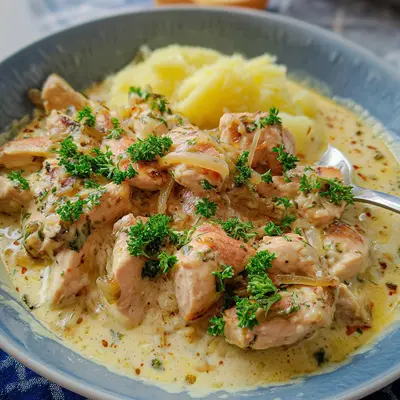 Cremiges Hähnchengeschnetzeltes mit Frischkäsesauce