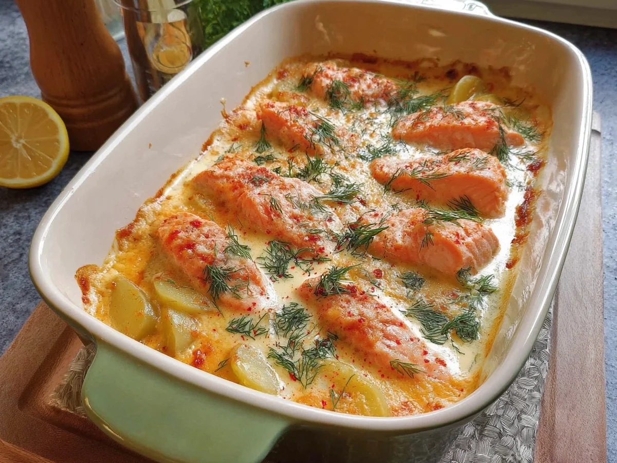Cremiges Lachs-Sahne-Gratin: Schnell & Einfach zubereitet - Beitragsbild