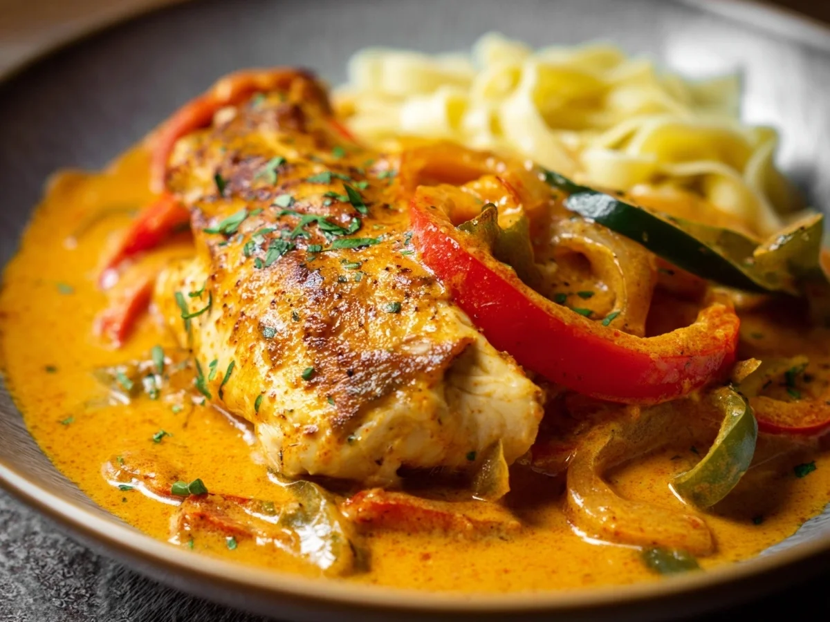 Cremiges Paprika-Sahne-Hähnchen: Einfach & ohne Fix - Beitragsbild