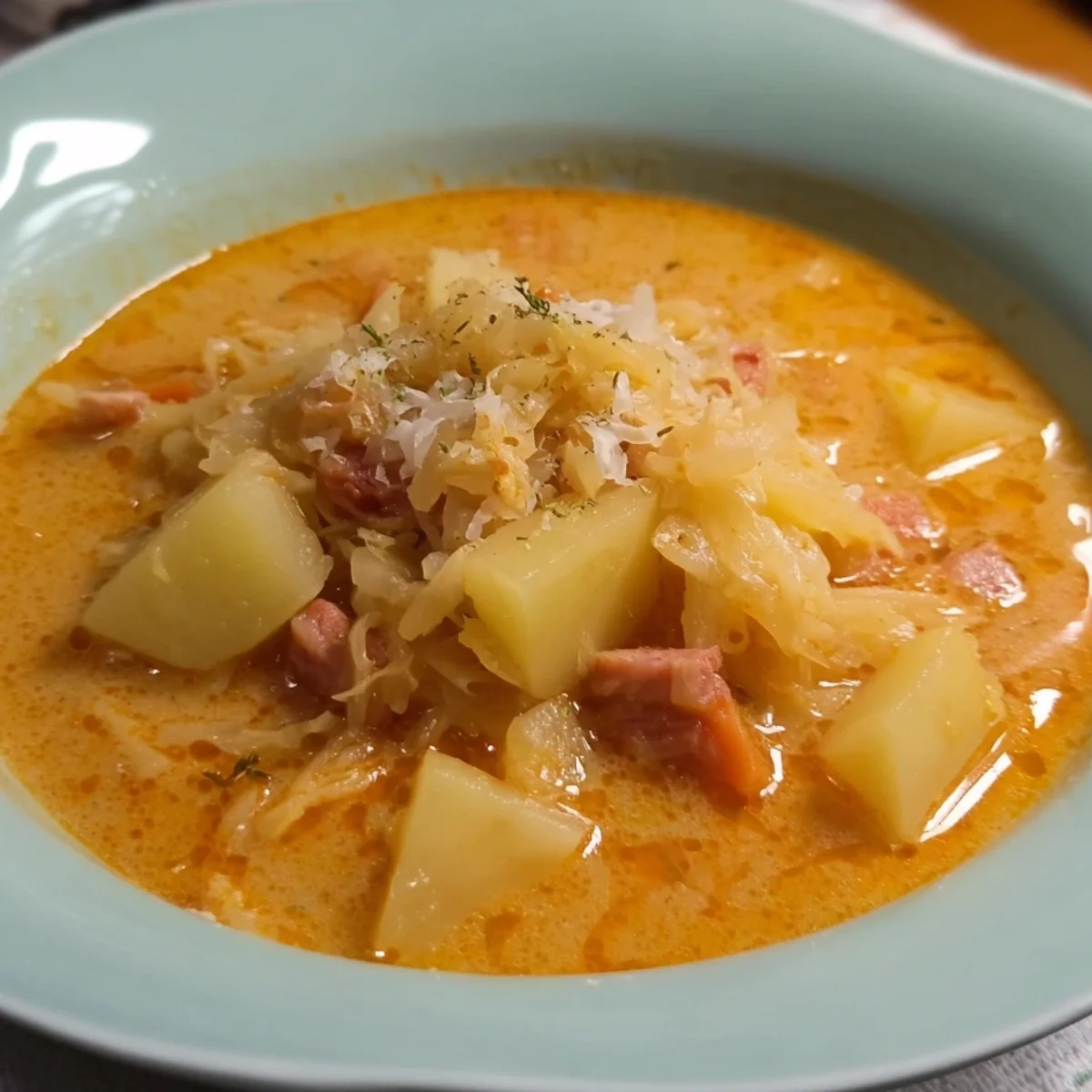 Deftige Sauerkrautsuppe mit Kartoffeln