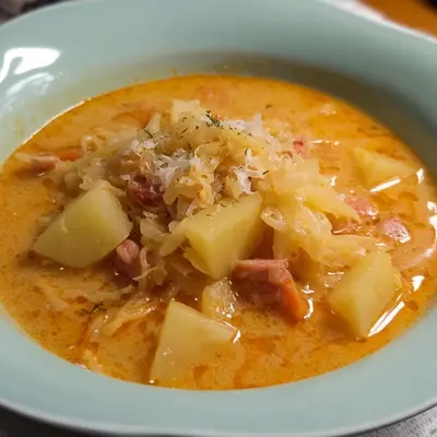 Deftige Sauerkrautsuppe mit Kartoffeln