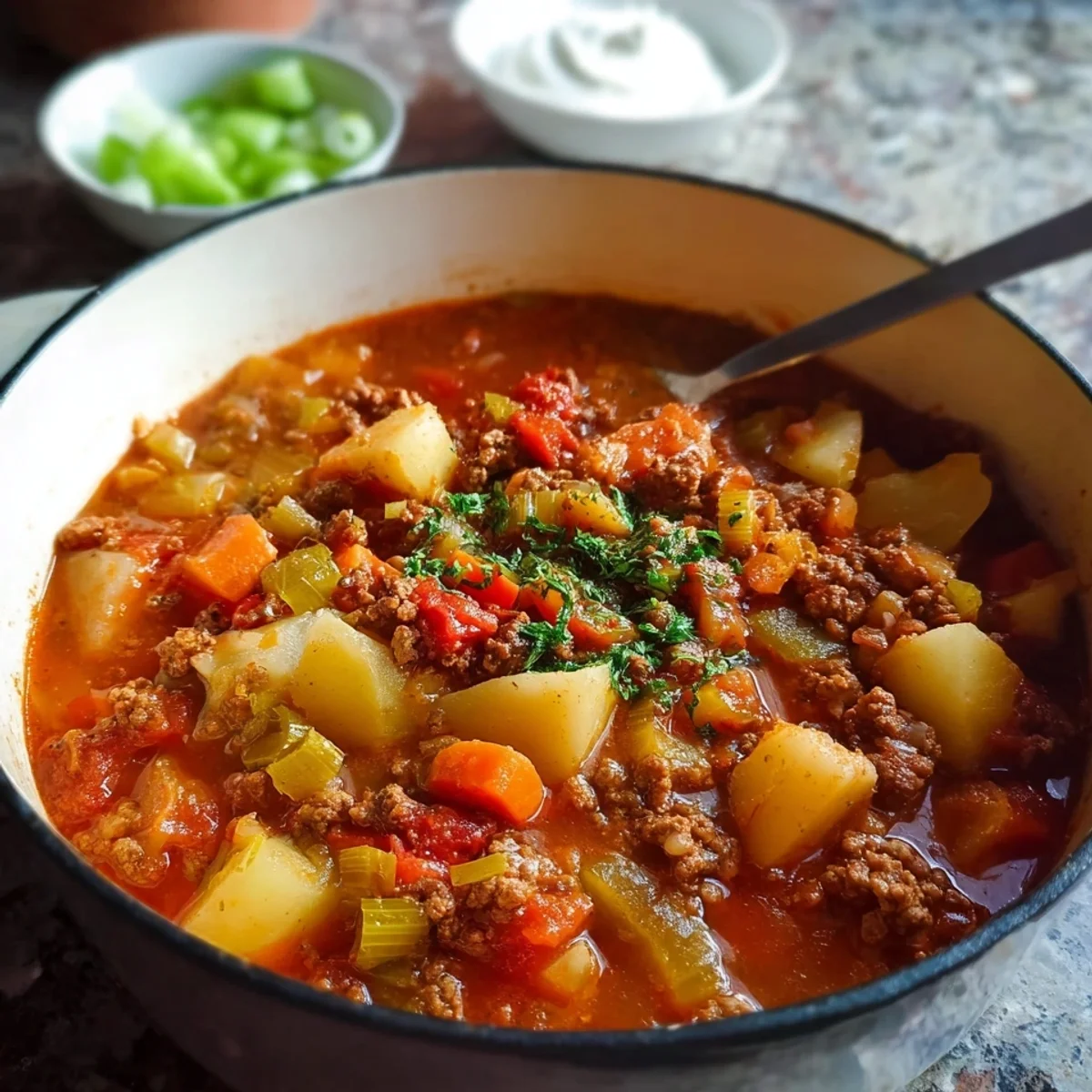 Deftiger Bauerntopf mit Hackfleisch: Herzhafter Familieneintopf