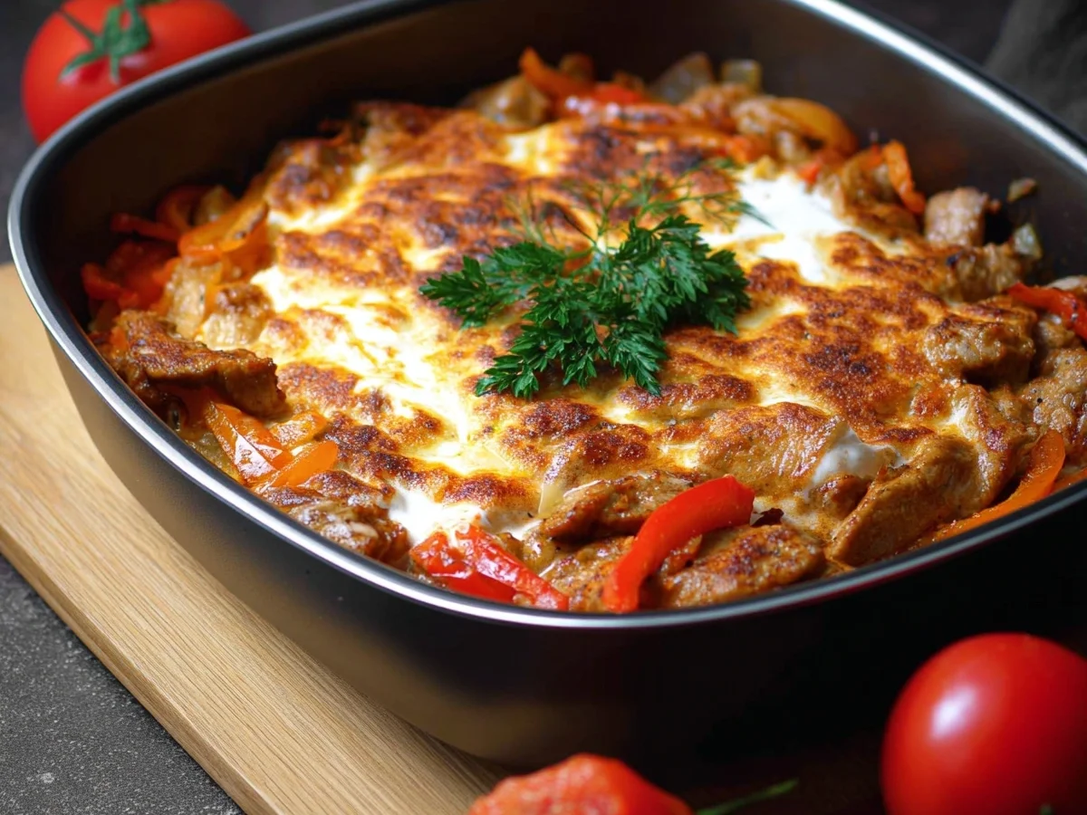 Deftiges Low Carb Gyros in cremiger Sauce - Beitragsbild