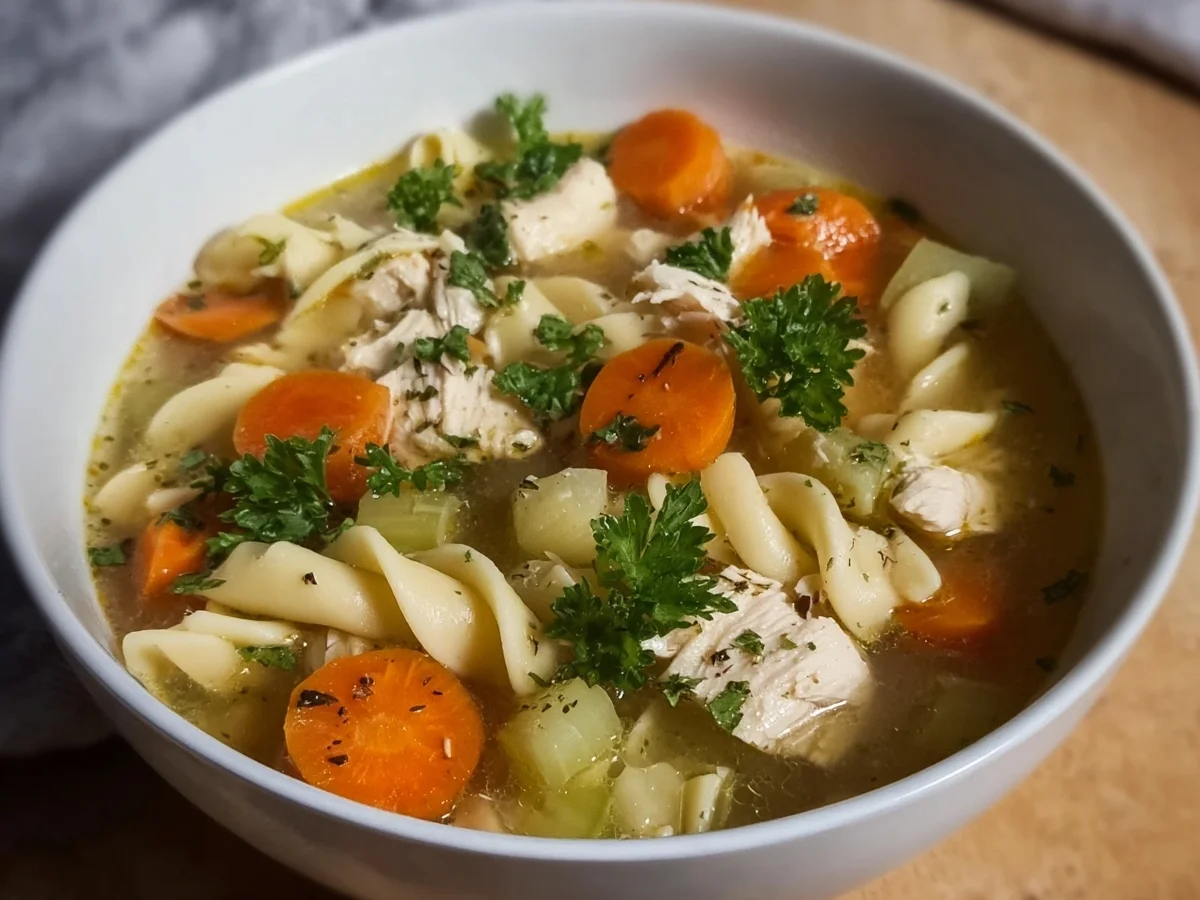 Einfache & schnelle Hühnersuppe selbst gemacht - Beitragsbild