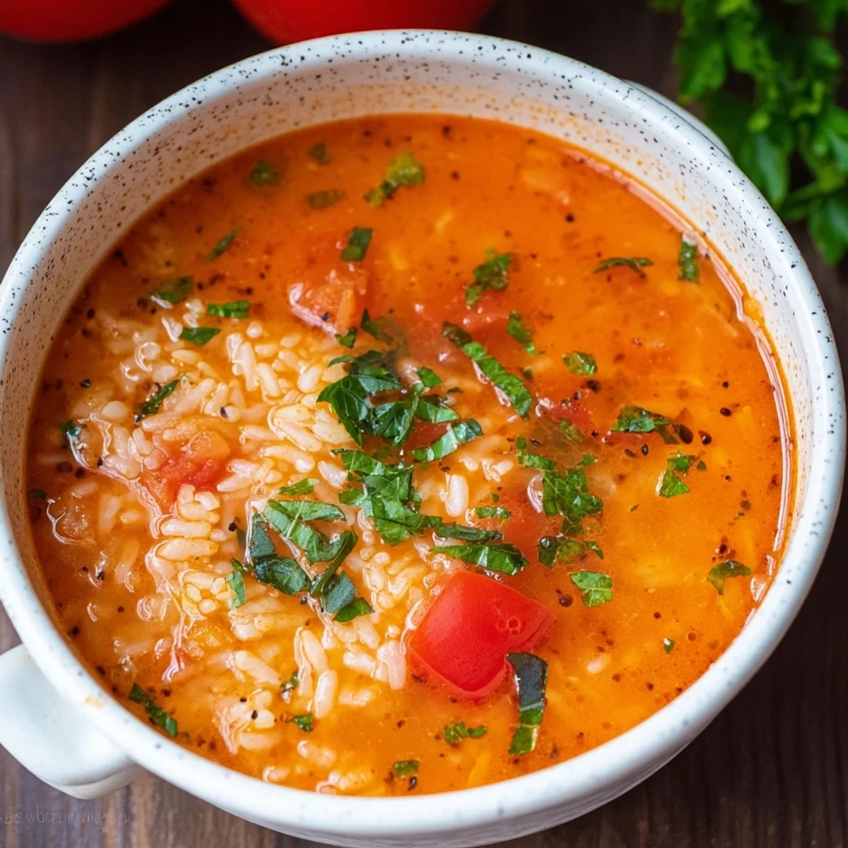 Einfache Tomatensuppe mit Reis: Familienrezept