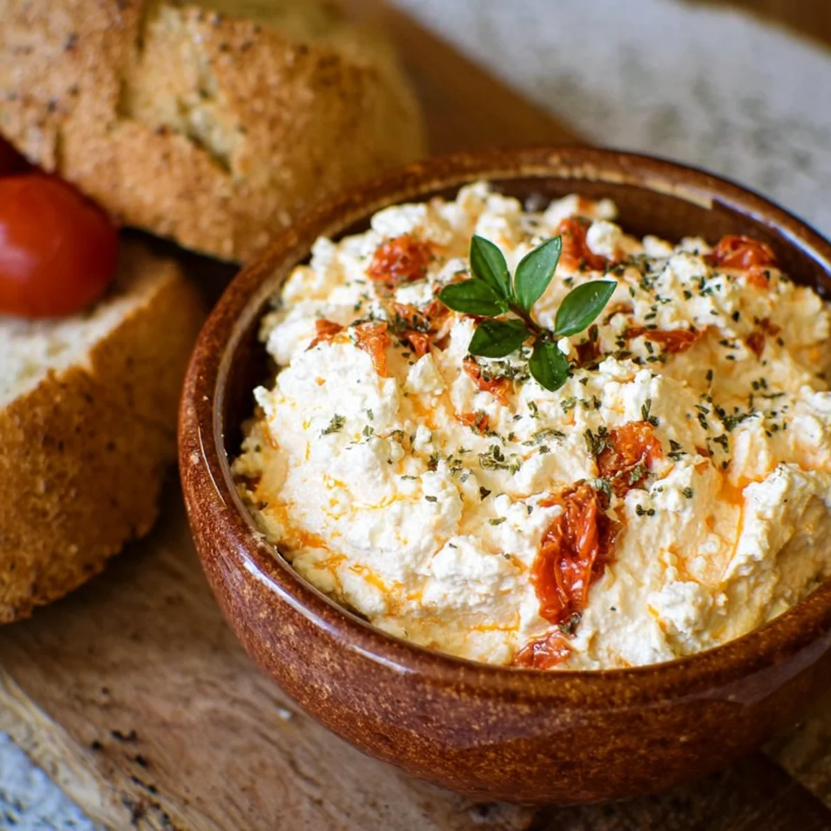 Feta-Quark-Dip mit getrockneten Tomaten: Schnell & Lecker