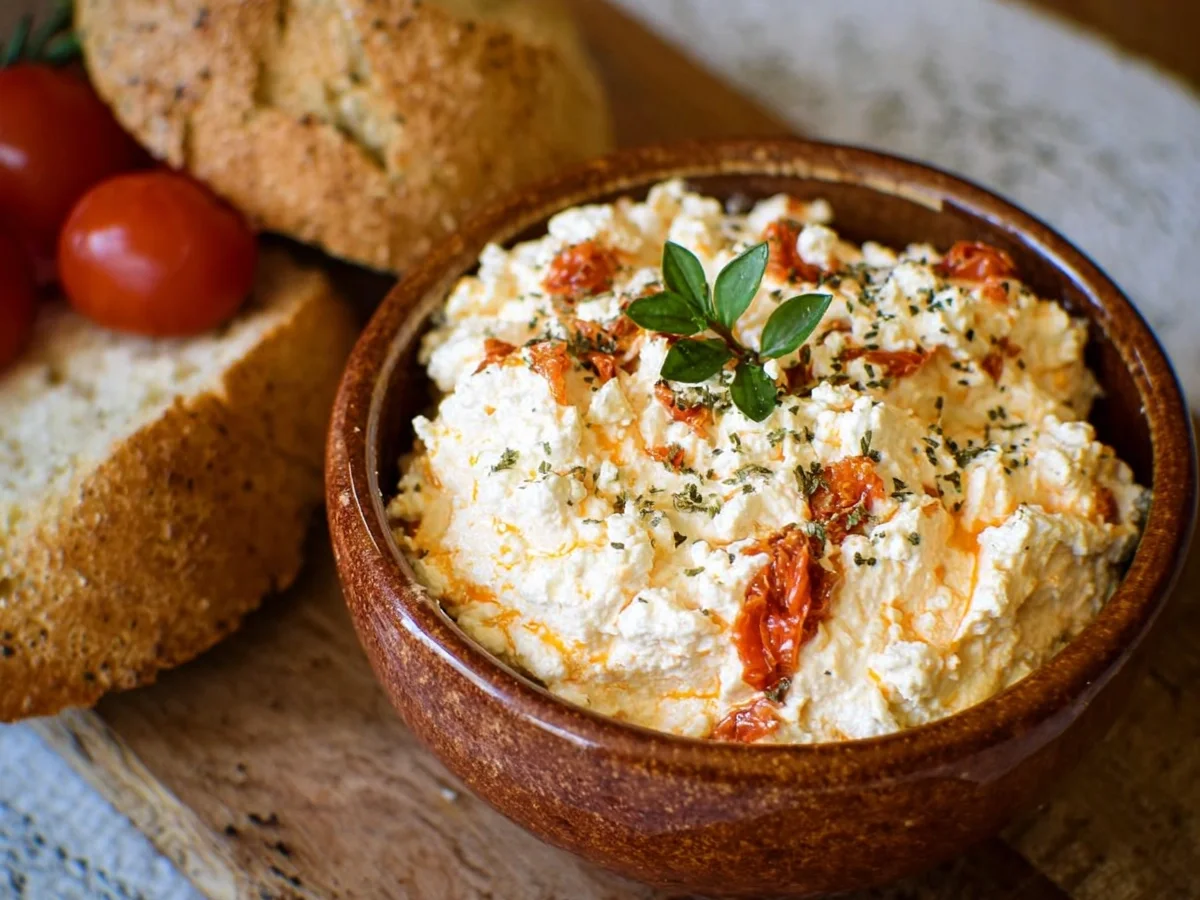 Feta-Quark-Dip mit getrockneten Tomaten: Schnell & Lecker - Beitragsbild