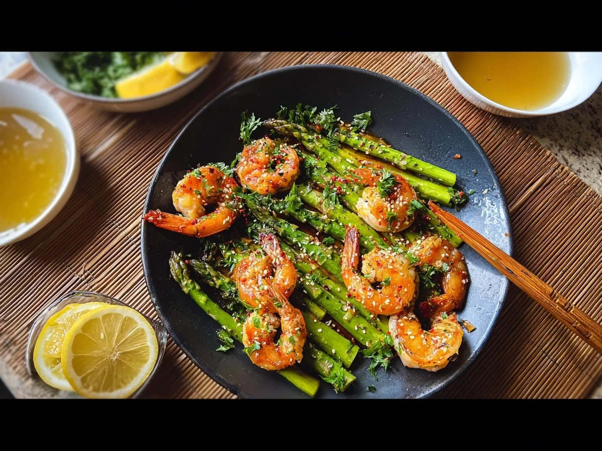 Gebratener Grüner Spargel mit Garnelen: Leicht & Lecker - Beitragsbild