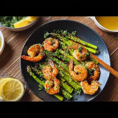 Gebratener Grüner Spargel mit Garnelen: Leicht & Lecker