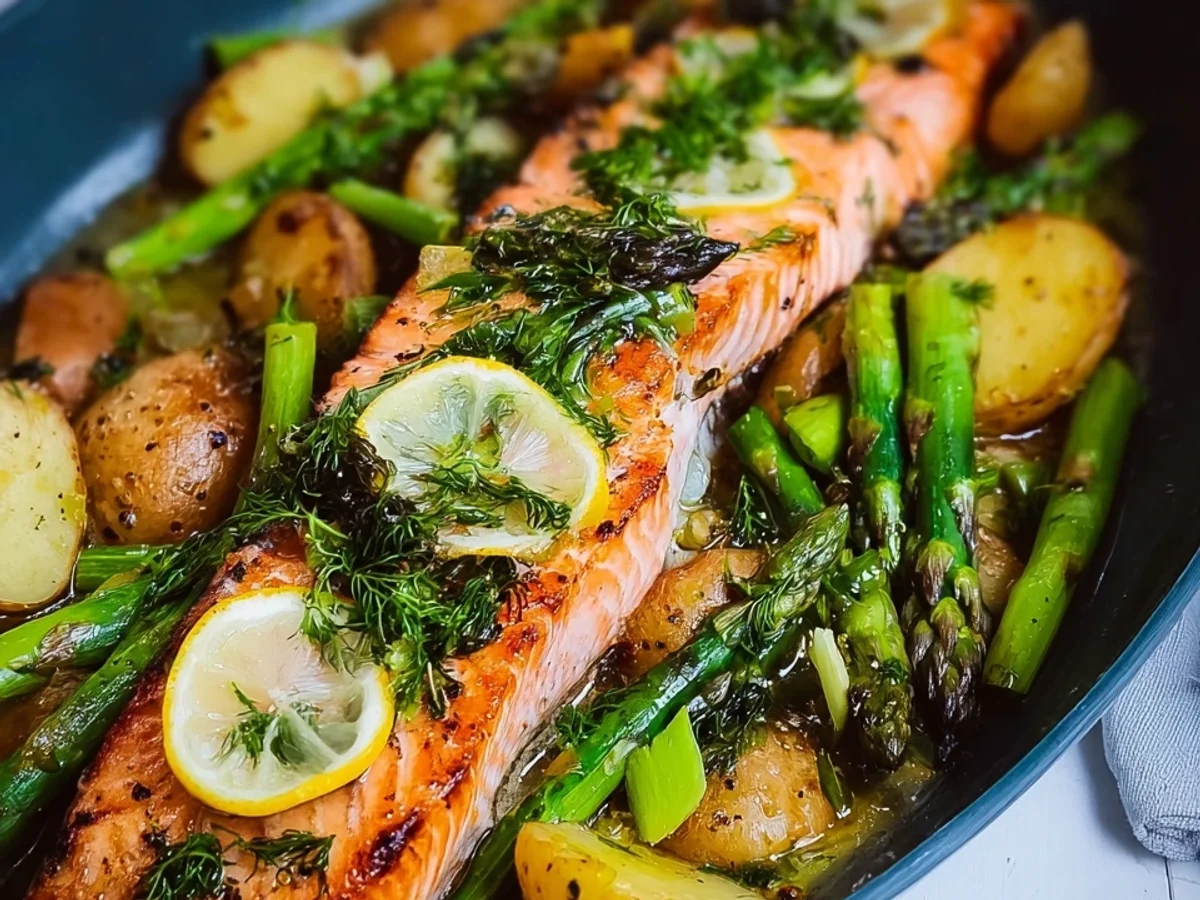 Gefülltes Lachsfilet mit Spargel & Kartoffeln - Beitragsbild